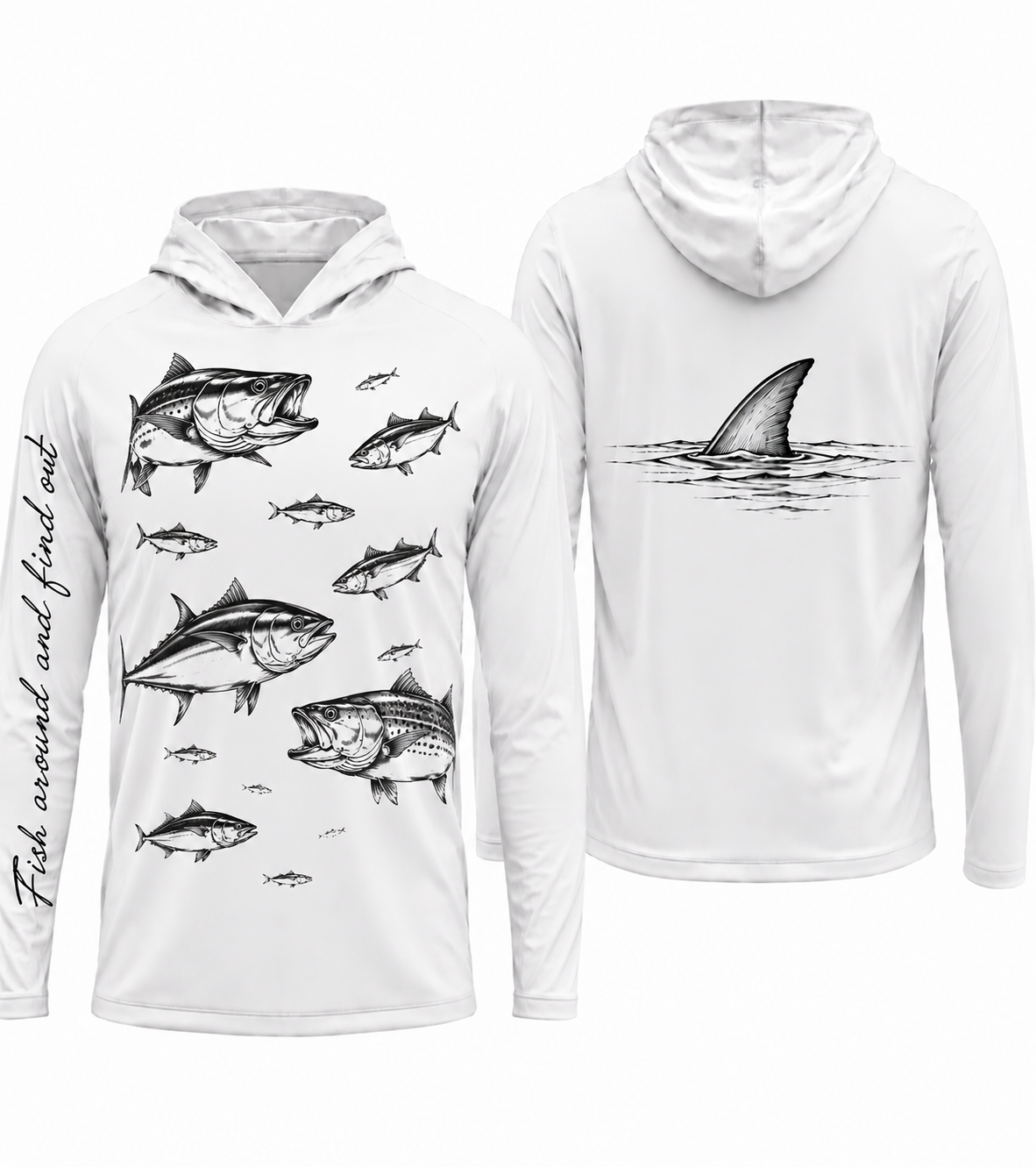 Raised Fin™ Offshore Predator Performance Hoodie – White
