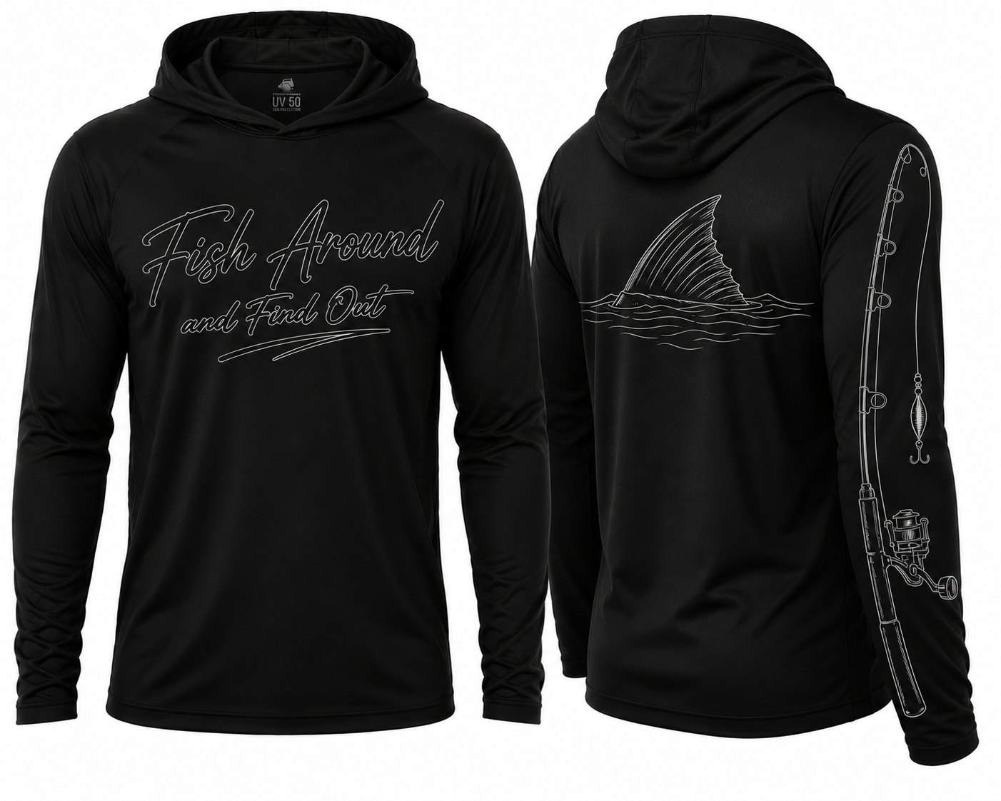Raised Fin™ Black Performance Fishing Shirt